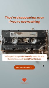 Your tapes won’t last forever. But the memories on them can. 🕰️ Magnetic tape breaks down over time — don’t wait to preserve what matters. 🎁 Get 50% OFF your SafeShip Kit and conversion today. | iMemories