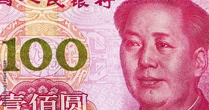 Banknote of Chinese 100 yuan with portrait of Mao Zedong. Chinese paper currency
