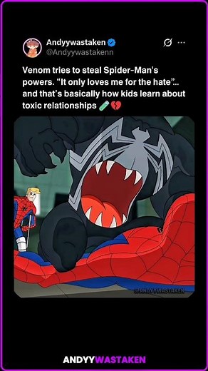 In The Spectacular Spider-Man (2008), Venom tries to steal Spider-Man's powers.“It only loves me for