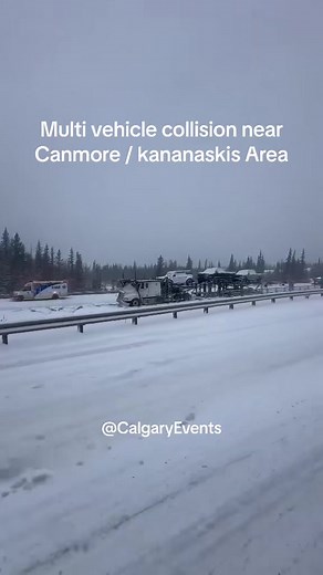 Multi trucks/vehicles collision between canmore and kananaskis. Drive safe everyone #calgaryevents #canmore #yyc #yyccalgary #kananaskis #highway1 #banff #alberta