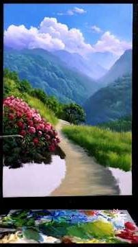 Stunning Landscape Painting 🌅 | Speed Art #Shorts"* #LandscapePainting #SpeedArt #ArtReels #Painting