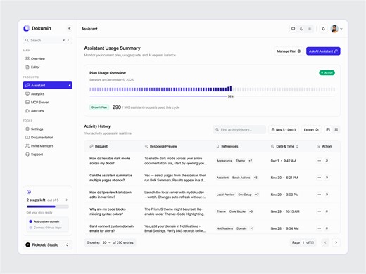 Document Intelligent Dashboard - Assistant Page