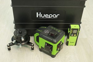 Huepar DT03CG laser level: review, calibration, brightness setting, tests
