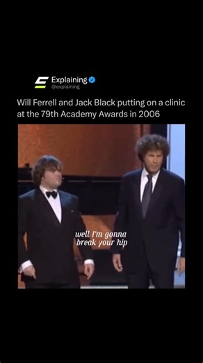 Explaining on Instagram: "At the 79th Academy Awards in 2007, Will Ferrell and Jack Black teamed up for one of the night’s most memorable comedic moments. Taking the stage alongside John C. Reilly, the pair performed a tongue-in-cheek musical number poking fun at how comedic actors are often overlooked during awards season. In the bit, Ferrell and Black jokingly lamented never winning Oscars, even threatening to “beat up” nominees in the parking lot, while Reilly, who was also known for comedic 