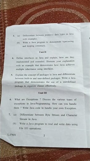 Nep questions paper BCA 3rd sem Java Oop Foundation