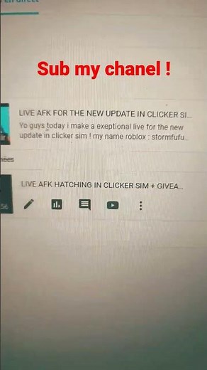 I make the exeptional live in clicker sim for the new upd !