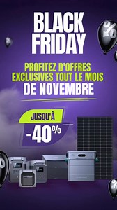 🔋C’est le Black Friday 🖤Tout en Promo Ton banquier va nous détester, mais toi tu vas adorer ☀️ Panneaux Solaires, Kits Autoconsommation, Batteries ... Réalise des économies avant même d'avoir installé ton équipement Solaire Tu trouveras ton bonheur à coup sûr, à un prix OUF ! Tu hésites? ça se comprend mais ALLO SOLAR c'est aussi : 4,2⭐ sur Trustpilot 4,2⭐ sur Google 4,7⭐ sur Avis Vérifiés. Nos conseillers & techniciens certifiés Installateurs t’accompagnent de A à Z | ALLO SOLAR