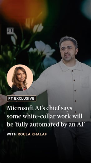 Is there a difference between super-intelligence and artificial general intelligence? CEO of Microsoft AI Mustafa Suleyman joins FT editor Roula Khalaf to reveal which term he prefers and explains why most of the tasks accountants, lawyers and other professionals currently undertake will be fully automated by AI within the next 12 to 18 months https://ft.trib.al/bkJ6S6P | Financial Times