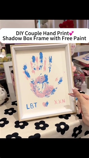 DIY Couple Hand Print Shadow Box Frame with Free Paint Accessories 🤩Keep Your Beautiful Memories💕With Stand Display Wall Hanging 🖼#shadowboxframe #shadowbox #diycouplesproject #giftsforher