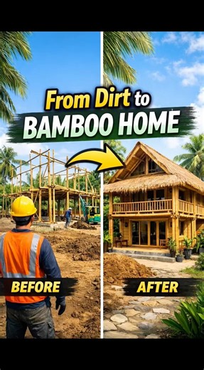 Building an Eco-Friendly Bamboo House from Scratch 🌿 #nature #shorts