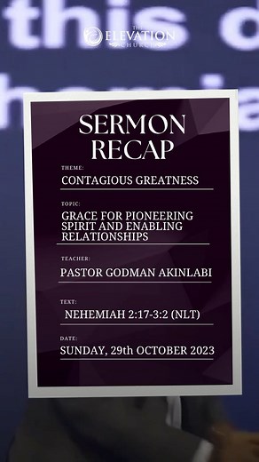 In the sermon; Grace for Pioneering Spirit and Enabling Relationships, we explore the DNA of the pioneering spirit, inspired by the biblical examples of Nehemiah, Abraham, and Moses. Pioneers are those who heed divine guidance, adapt to the Spirit’s work, exemplify audacity and bravery, and are enabled by mentors, coaches, and gatekeepers. Are you called to join the ranks of the unreasonable, those who will expand the kingdom of God when it’s no longer in vogue? Visit our YouTube Channel - Eleva