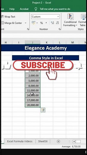Comma Style in Excel🔥 #excel #msexcel #eleganceacademy #excelformula
