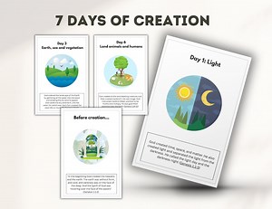 7 Days of Creation Flash Cards, Creation Account Activity, Bible Verse Lesson, Sunday School, Christian, Biblical Homeschooling, Scripture - Etsy