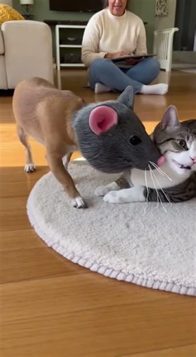 Dog’s Rat Costume Creates Cartoon Level Cat Jump