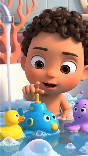 Cute Baby Bath Time with Toy Submarine 🛁🚤 |Baby Toys #shorts #babyreels