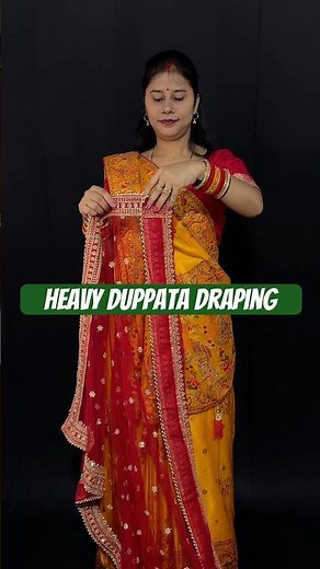 How to easily drape a heavy dupatta with Gujarati saree #duppata #draping