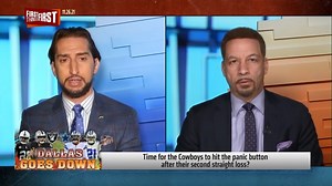 "It's at least time to kinda panic about the Dallas Cowboys bc of who they lost to. This was supposed to be the yr they break their quarter-century streak of not not winning the Super Bowl, not not making the Super Bowl, just being a game away from being a game away." — Nick Wright | First Things First on FS1