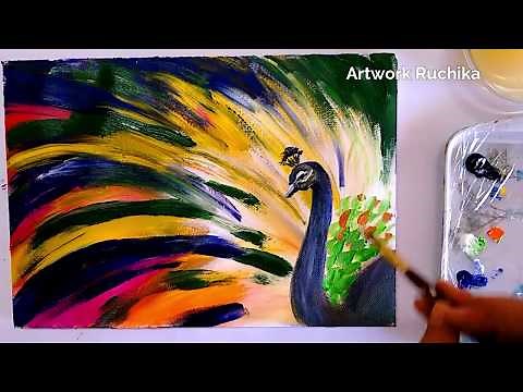 Easy Abstract Peacock Painting | Simple Acrylic Painting