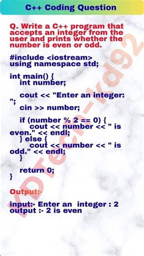 Even or odd | Write a C++ program and find even odd | #shorts #coding #c++