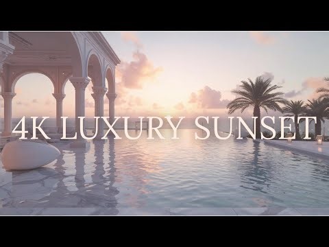 Luxury Sunset Infinity Pool Ambience | Relaxing Ambient Music