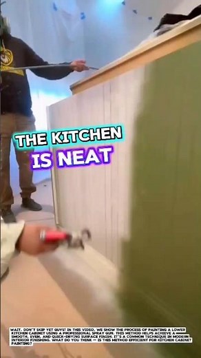 Lower Kitchen Cabinet Painting Process Using Spray Gun | Smooth & Fast Finish.