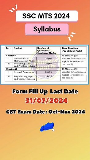 ssc mts syllabus 2024 ||ssc mts new vacancy 2024 exam pattern and syllabus|ssc mts last date|#sscmts