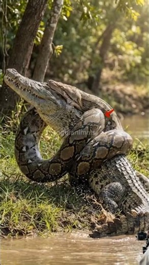 Giant Python vs Crocodile — Brutal River Ambush Caught on Camera