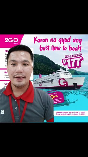 2Go 2Go 2Go announced to all travelers to as an Early dahil naka low 177 BASE per destination so what are you waiting for papahuli kapaba mag 2GO KANA... #2Go #2GOSafeTravels #reels #reelsvideo #reelsfb #reelsviral #reels2023 | Vincent Doño | Facebook