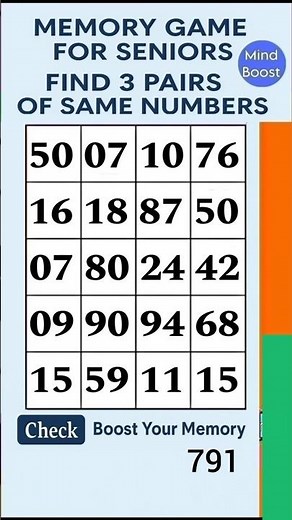 Easy Brain Exercise for Seniors and Adults – Daily Activity for Healthy Minds | Match the Numbers