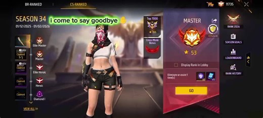 ꧁༒GENERAL@༒꧂ #free fire#br player#br new season#i come to say goodbye