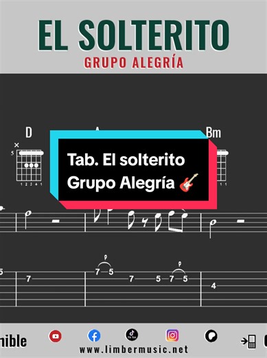 El solterito - Grupo Alegría Tablatura completa en mi Patreon #guitar #guitarra #tab #cumbiaperuana #music @Limber Music | PARTITURAS