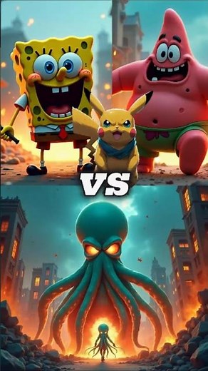 SpongeBob vs Squidward vs Pikachu vs Patrick vs Mr. Krabs (Squidward, Pikachu, Patrick) #shorts