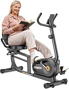 Dskeuzeew Recumbent Exercise Bike, Low-Impact Magnetic Stationary Bike for Home with 8-Level Resistance, Adjust Seat, Heart Rate Handle, 400LB Capacity Exercise Bike for Home