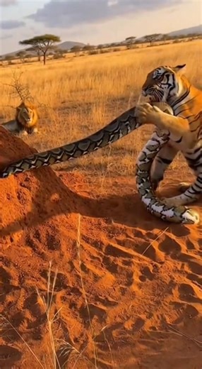 Tiger vs. GIANT Python! 🐯🐍#tiger #python