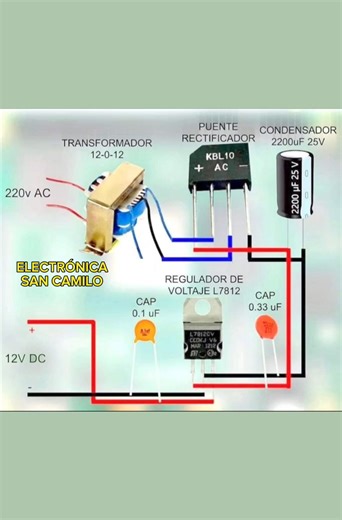 Diagrama de fuente de 220volt a 12 vol DC #capacitor #electronica #electricidad #electronic #electronicaautomotriz #Electrico | Electrónica y Servicios San Camilo
