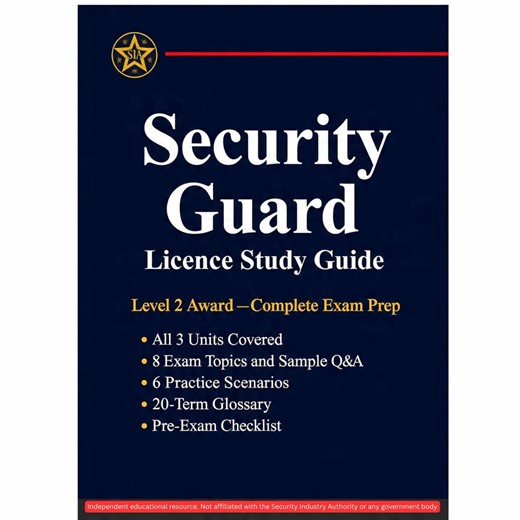 SIA Security Guard License Study Guide | Level 2 Award Exam Prep | UK Private Security | PDF Download - Etsy