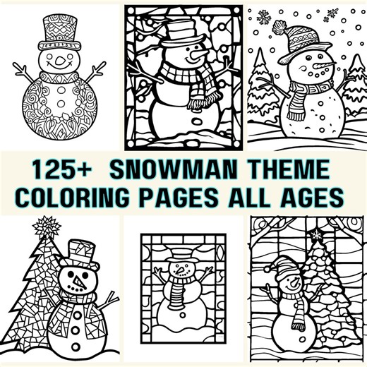 Bonhommes de neige à colorier : plus de 125 mosaïques et vitraux (PDF et PNG) - Etsy France