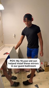 182K views · 6.6K reactions | It all started with Legos when he was just 3 years old—he would spend hours building and creating. That same curiosity has turned into a real passion. Now, he’s helping fix up our house one project at a time. He and his dad just installed these new mirrors in our guest bathroom, and I love watching him learn and grow alongside his biggest role model. | Salina Sunshine | Facebook