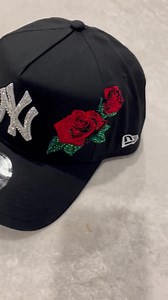 New York Yankees Black Hat: Hand-jeweled Swarovski Crystal NY & ROSES - Etsy