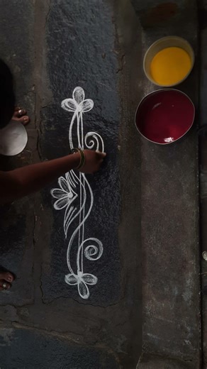 easy &simple side border design for rangoli