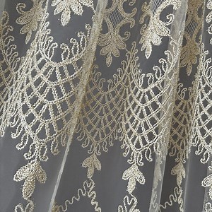 Luxury Embroidered Golden Lace Sheer Curtain, Elegant Champagne Tulle Curtains, French Style Voile Curtains - Etsy
