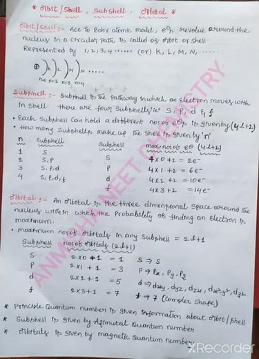 orbit/shell, subshell & Orbital