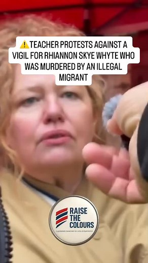 Would you want this woman teaching your children? I certainly wouldn’t! The counter protest against the vigil for Rhiannon Skye Whyte included this teacher who was unable to meaningfully respond to any of Ryan’s questions! How can any moral human protest a vigil for a murdered Mum? Be apart of the change you want to see, find out more at www.raisethecolours.org.uk #raisethecolours #stoptheboats #england #saveourkids #unite #saveourkids #unitedkingdom🇬🇧❤️ #britian | Raise the colours