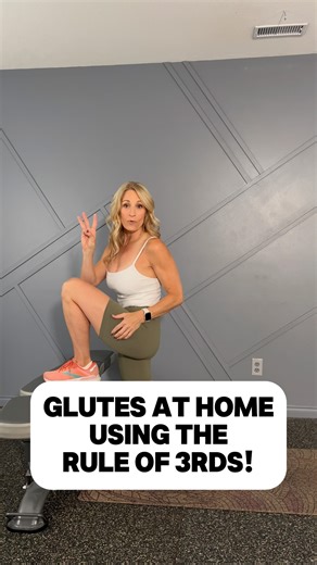 Glutes-Using the Rule of 3rds!! This breaks down your glute training into the rule of thirds: 1/3 of your exercises should be horizontal, 1/3 of your exercises should be vertical, 1/3 of your exercises should be lateral or rotary. Here is an example of two different circuits : Dip step up -vertical. Glute thrust -horizontal. Clamshells -lateral or rotary. Tiptoe squat -vertical. Single leg glute thrust -horizontal. Seated abductions -lateral/rotary. Be sure to follow Tracy Steen Move Daily on Yo