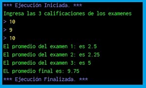 Determinar el promedio que obtendra un alumno considerando