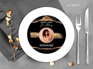 Black & Gold Birthday Charger Plate Insert: Glam Party Decor (digital Download) - Etsy