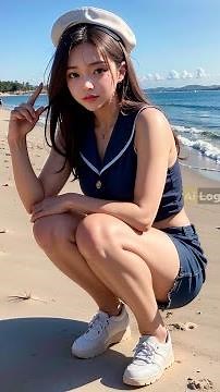 Beach Sailor Look AI Lookbook | Art Lookbook - Sailor Suit Lookbook