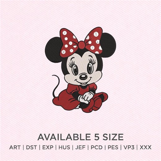 Cute Cartoon Mouse Embroidery Design, Baby Girl Embroidery File, Bow Mouse Embroidery Pattern, Kids Shirt Machine Embroidery - Etsy