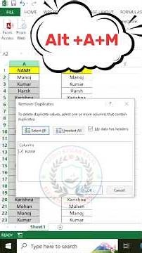 How to Remove Duplicate Data in Excel | Excel Shortcut Key (Alt + A + M) #excel