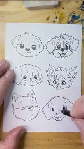 How to draw Anime Dog Faces 4 #art #drawing #ink #dog #sketch #drawingtutorial #artist #cute